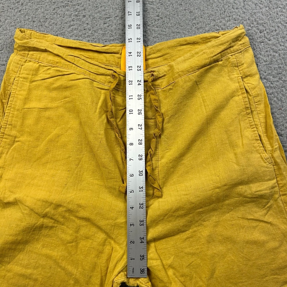 AIREI Mens Yellow Khadi Drawstring Trousers Cotton Wide Leg 100% Cotton XS - Picture 11 of 13